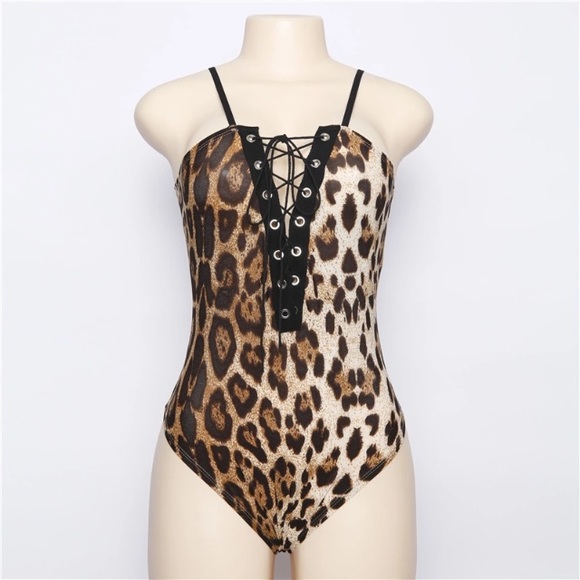 LEOPARD BANDAGE BODYSUIT/SWIMSUIT - Picture 6 of 8